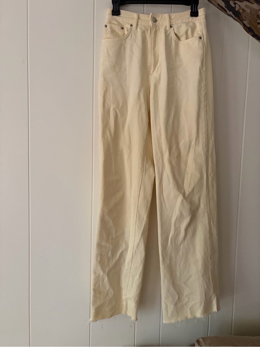 ASOS Cream Wide-Leg High-Rise Pants